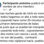 BALAZOS PERTURBAN TRANQUILIDAD DE LA COMUNIDAD DE NILCHÍ