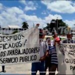 PROTESTAN EXTRABAJADORES DE LA COMUNA DE CAMPECHE EN EL CAM