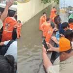 RESCATAN A PASAJEROS DE CAMIÓN URBANO VARADO POR INUNDACIÓN EN AVENIDA ALEMÁN