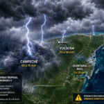 ONDA TROPICAL 4 DEJARÁ LLUVIAS FUERTES Y TORMENTAS ELÉCTRICAS EN LA PENÍNSULA DE YUCATÁN