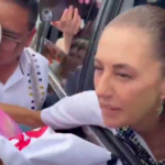 MADRE DE LA PERIODISTA DESAPARECIDA ABORDA A SHEINBAUM PARA PEDIR SU APOYO