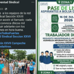 CIRCULA EN REDES: DENUNCIAN COACCIÓN POLÍTICA A FAVOR DE MORENA EN EL SINDICATO DEL IMSS CAMPECHE