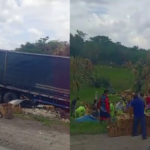 RAPIÑAN CERVEZA DE CAMIÓN VOLCADO POR LA CASETA DE COBRO DE CAMPECHE