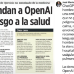 ENUNCIAN A EMPRESA CREADORA DE CHATGPT POR ARRIESGAR LA SALUD DE UN USUARIO