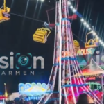 CAE SILLA DEL TELEFÉRICO EN FUNCIONAMIENTO EN FERIA DEL CARMEN; NO HAY HERIDOS