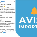 ¡ALERTA! BAJARÁ PRESIÓN Y NO HABRÁ AGUA EN DISTINTOS SECTORES DE LA CIUDAD CAPITAL POR FALLA EN LÍNEAS DE LA CFE: SMAPAC