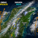 DOS ONDAS TROPICALES Y UNA VAGUADA MAYA DEJARÁN TORMENTAS ESTE FIN DE SEMANA EN LA PENÍNSULA DE YUCATÁN